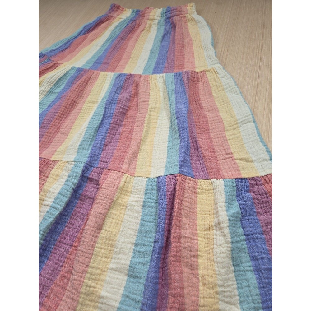 Marine Layer Skirt Corrine Rainbow Stripe Gauze Tiered Maxi Women's Medium